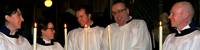 In the Chapter House at Christ Church Cathedral before the service are (from left): Cathy Hallissey (Dublin), Abigail Sines (Connor), Sam Johnston (Down and Dromore), Kevin Conroy (Glendalough) and Tom O'Brien (Balbriggan)